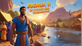 Thumbnail: Be Strong and Courageous! 🛡️✨ | Joshua 1 Animated Bible Story for Kids