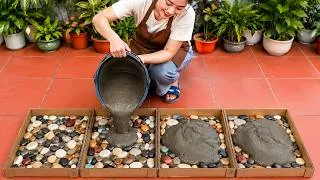 Thumbnail: Cement and pebbles / How to make beautiful planters at home