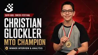 Thumbnail: Christian Glöckler Wins the MTO! | Winner Interview & Analysis | 59th Biel Chess Festival