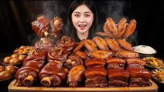 Thumbnail: ASMR Chinese Food Mukbang: Braised Pork Elbow & Rice, Spicy Noodles! Massive Eating Videos | 食べ | 吃播