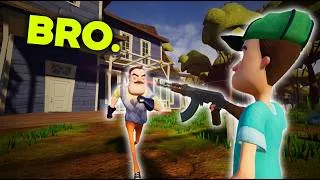 Thumbnail: Hello Neighbor Any%, But I HAVE A GUN... (Mod Gameplay)