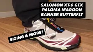 Thumbnail: SALOMON XT-6 GTX GORETEX PALOMA MAROON BANNER BUTTERFLY COLOURWAY SHOE REVIEW ON FOOT! SIZING & MORE