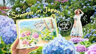 Thumbnail: cozy art day trip from Tokyo 🌿 hydrangeas, cafe sketch, painting tips