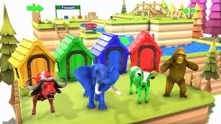 Thumbnail: Cow Elephant Gorilla Buffalo Guess The Right BOX CHALLENGE Paint Animals Crossing Fountain Animation
