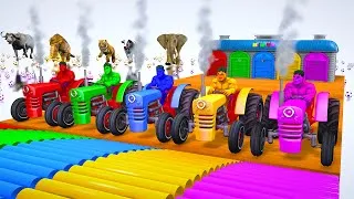 Thumbnail: Hulk Tractor and Cow, Elephant, Tiger, Paint Wild Animals Guess The Right Box Challenge Fun Game