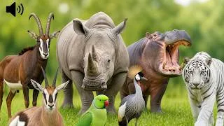 Thumbnail: Amazing sounds of birds and animals in nature: Eland, parrot, blesbok, rhinoceros, hippo voices.
