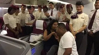 Thumbnail: Qatar airways flight marriage proposal Doha to Dubai Nur and Mesay