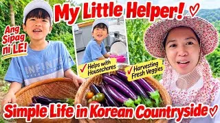 Thumbnail: My Little Helper ❤️ Harvesting Veggies, Trying Toomba|  Simple Pinay Life in the Korean Countryside