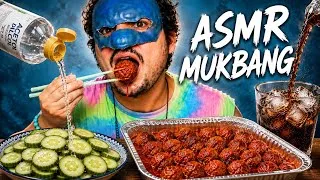 Thumbnail: ASMR MUKBANG ITALIANO 🇮🇹 | Chiacchiere Sussurrate, Polpette di Tacchino, Cetriolini e Coca-Cola Zero