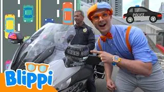 Thumbnail: Blippi Learns with The Police Department! 🚓🚨 | Blippi Learns | Learn Jobs with Blippi!