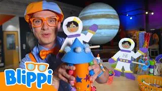 Thumbnail: Crafting and Learning About Space! 🚀🌑| Blippi Learns | Learn Science with Blippi! 🧪
