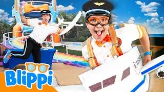 Thumbnail: Flying a DIY Plane ✈️🧑‍✈️ Becoming Pilot Blippi!