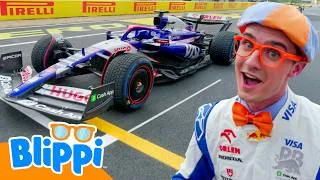 Thumbnail: Blippi's Racecar! 🏎️ Blippi Vehicles | Learning Videos for Kids