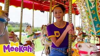 Thumbnail: Meekah Rides The Merry-Go-Round 🏇 Blippi Vehicles | Learning Videos for Kids