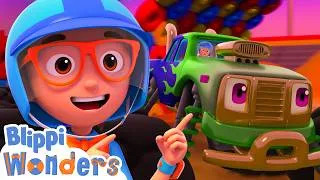 Thumbnail: Blippi's Monster Trucks Show! 🛻 Vehicle Cartoons | Blippi Cartoon Videos for Kids