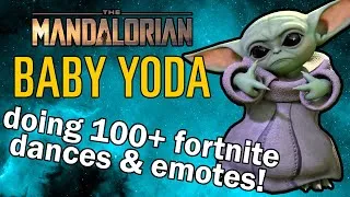 Thumbnail: Baby Yoda / Grogu (The Mandalorian) Doing 100+ Fortnite Dances & Emotes!
