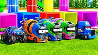 Thumbnail: Colorful Cement Mixer Trucks Transport Challenge! Which Truck Wins! FS22 #141