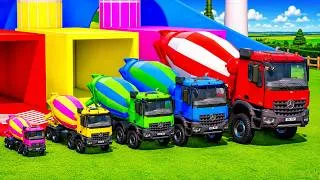 Thumbnail: Colorful Cement Mixer Trucks Transport Challenge! Which Truck Wins! FS22 #140