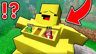 Thumbnail: JJ and Mikey Built a House Inside FAT FRIENDS in Minecraft...