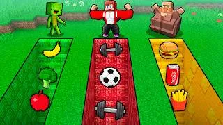 Thumbnail: JJ vs Mikey vs Villager: SPORT vs WEAK vs FAT Underground Stairs Battle in Minecraft - Maizen