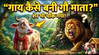 Thumbnail: गाय “गौ माता” कैसे बनी? | गाय और शेर की कहानी | Emotional Hindi Kahani | Moral Story
