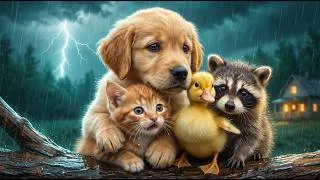 Thumbnail: ⛈️ Bobby, Kitten, Duckling & Baby Raccoon’s Rainy Adventure 🐶🐱🦆🦝 | Real Animal Sounds for Kids