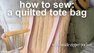 Thumbnail: QUILTED TOTE BAG TUTORIAL (WITH ZIPPER CLOSURE) ⭐️🧵✂️ Easy & Beginner Friendly (step-by-step)