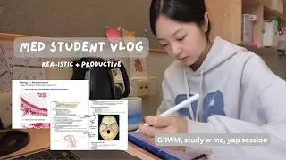 Thumbnail: [med school vlog 🩺] GRWM, bag haul, study with me, realistic and productive