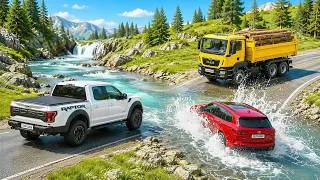 Thumbnail: Cars vs Fast Flowing River Challenge #10 in BeamNG Drive!