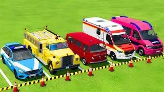 Thumbnail: POLICE CARS, FIRE DEPARTMENT, AMBULANCE VEHICLES TRANSPORTING WITH MAN TRUCKS ! Farming Simulator 22
