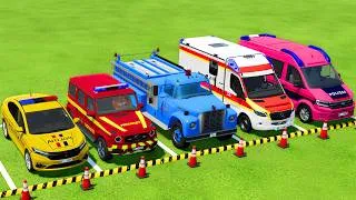 Thumbnail: POLICE CARS, FIRE DEPARTMENT, AMBULANCE VEHICLES TRANSPORTING WITH MAN TRUCKS ! Farming Simulator 22