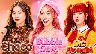 Thumbnail: Chocolate Vs Bubble Gum Vs McDonald's At Makeover Challenge! Who Will Win?