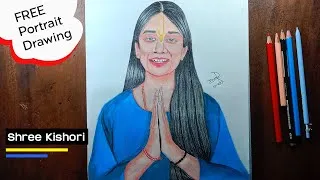Thumbnail: Shree Kishori Ji Portrait | Realistic Devotional Pencil Sketch Tutorial | BONGO ART BOOK