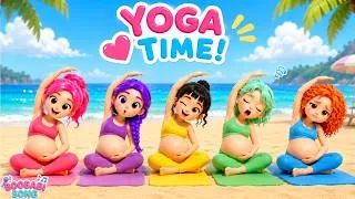 Thumbnail: Five Mommies Try Beach Yoga! 🤰🧘 Who Can Hold the Pose? | Mommy Care Song | Boobabi