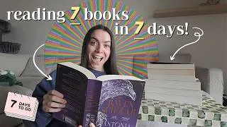 Thumbnail: reading 7 books in 7 days | spinning wheel chooses what I read! 🚨📖💫