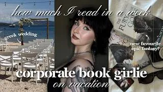 Thumbnail: How much I read in a week (on vacation)📖 | reading an entire epic fantasy series at a greek wedding