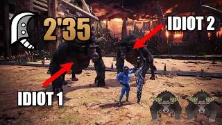 Thumbnail: Two Monkeys One Great Sword | Double Rajang Quest (Muscle Monkey Madness) 2'35 Great Sword | MHWI
