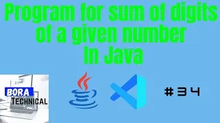 Thumbnail: Program for sum of digits of a given number in Java||#34