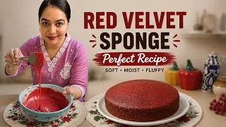 Thumbnail: 1 पाउंड Red Velvet Cake Sponge की Perfect Recipe 🎂 | Half Kg Cake Recipe | Grams & Cups Measurement