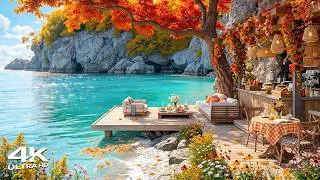 Thumbnail: Sweet Bossa Nova at a Autumn Seaside Cafe ~ Soft Morning Jazz Music & Wave Sounds for Good Mood