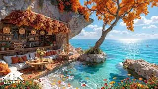 Thumbnail: Cheerful Morning Jazz at an Autumn Seaside Cafe ~ Relaxing Bossa Nova & Ocean Sounds for a Happy Day