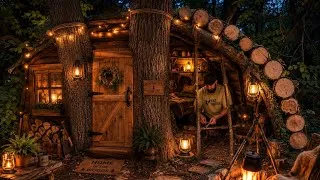 Thumbnail: Building a bushcraft shelter from clay and logs, a forest fortress
