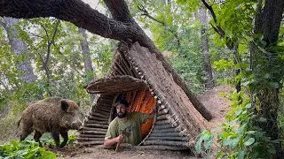 Thumbnail: Building a Bushcraft Shelter Under a Fallen Tree Survival Shelter