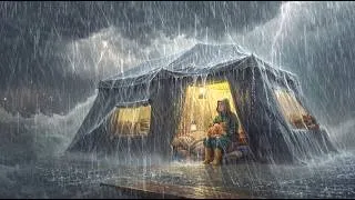 Thumbnail: Camping in the Heavy Rain ☔️ with a 1-Room Inflatable Tent ⚡️ASMR RAIN THE CRAZIEST LIGHTNING