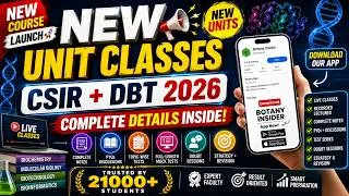 Thumbnail: NEW COURSE LAUNCH 🚨 NEW UNIT CLASSES | CSIR + DBT 2026 | Complete Details