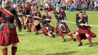 Thumbnail: Lonach Highlanders Clans & Pipe Band in Tug o' war at 2026 Lonach Gathering Highland Games Scotland