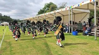 Thumbnail: Drum Major leads Huntly Pipe Band march opening 2026 Lonach Gathering & Highland Games in Scotland