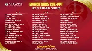 Thumbnail: Congratulations, Brainbox CSE Passers March 2025!