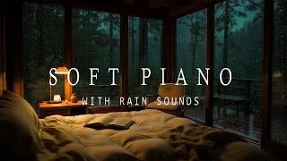 Thumbnail: Peaceful Piano Melodies & Soft Rain Sounds for Deep Relaxation | Misty Woodland Glass Cabin