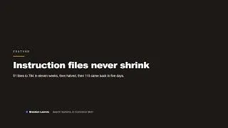 Thumbnail: Why your AI instruction file never shrinks (I measured my own)